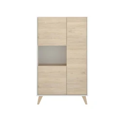 Credenza alta rovere e bianca 81x43x135h cm 3 ante - Crono