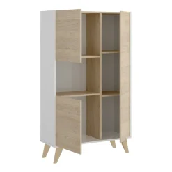 Credenza alta rovere e bianca 81x43x135h cm 3 ante - Crono