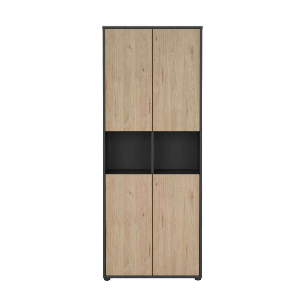 Madie|Credenze > Dmora Credenza alta rovere e grigia 79x34x204h cm 4 ante - Pierre Grigio, Marrone Rovere