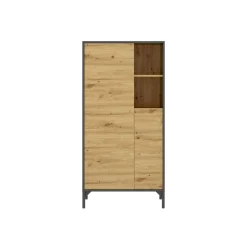 Cucina|Salotto > Dmora Credenza alta rovere nodi e antracite 72x33x143h cm 2 ante - Akilina Nero Antracite, Marrone Rovere Nodi
