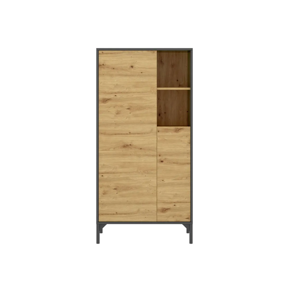Cucina|Salotto > Dmora Credenza alta rovere nodi e antracite 72x33x143h cm 2 ante - Akilina Nero Antracite, Marrone Rovere Nodi