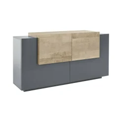Cucina|Salotto > Dmora Credenza antracite e acero 160x45x86h cm 4 ante - Muscari Marrone Acero, Nero Antracite
