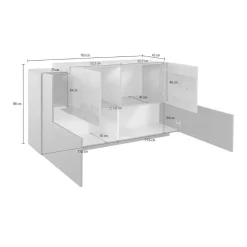 Cucina|Salotto > Dmora Credenza antracite e acero 160x45x86h cm 4 ante - Muscari Marrone Acero, Nero Antracite