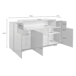 Credenza antracite e acero 160x46x85h cm 4 ante - Aschly