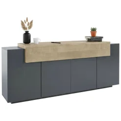 Credenza antracite e acero 220x45x85h cm 5 ante - Discordia