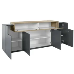 Credenza antracite e acero 220x45x85h cm 5 ante - Discordia