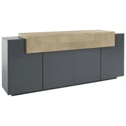 Credenza antracite e acero 220x45x85h cm 5 ante - Discordia