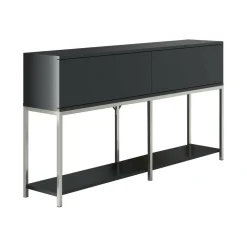 Cucina|Madie > Dmora Credenza antracite e argento 150x30x80h cm 2 ante - Basilia Argento, Nero Antracite