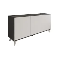 Madie|Credenze > Dmora Credenza antracite e bianca 153x39x72h cm 3 ante - Annina Bianco, Nero Antracite