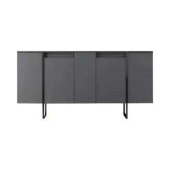 Cucina|Madie > Dmora Credenza antracite e nera moderna 160x35x80h cm 4 ante - Arta Nero, Nero Antracite