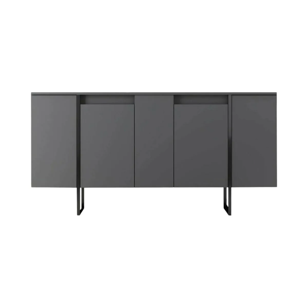 Cucina|Madie > Dmora Credenza antracite e nera moderna 160x35x80h cm 4 ante - Arta Nero, Nero Antracite