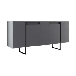 Cucina|Madie > Dmora Credenza antracite e nera moderna 160x35x80h cm 4 ante - Arta Nero, Nero Antracite