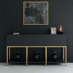 Credenza antracite e oro 150x30x80h cm 2 ante - Basilia
