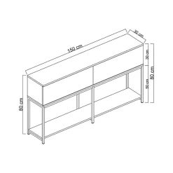 Credenza antracite e oro 150x30x80h cm 2 ante - Basilia
