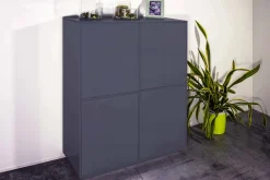 Cucina|Salotto > Dmora Credenza antracite lucida 150x40x81h cm 2 ante e 3 cassetti - Amoco Nero Antracite