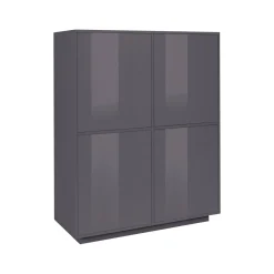 Cucina|Salotto > Dmora Credenza antracite lucida 150x40x81h cm 2 ante e 3 cassetti - Amoco Nero Antracite