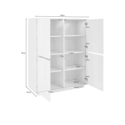 Credenza antracite lucida 100x41x126h cm 4 ante - Ara