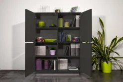 Credenza antracite lucida 100x41x126h cm 4 ante - Ara