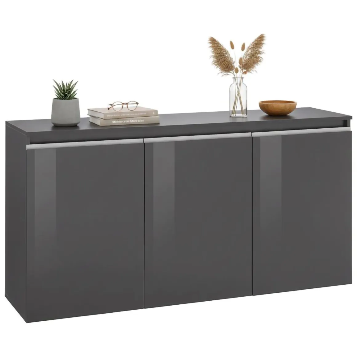 Credenza antracite lucida 150x40x81h cm 3 ante - Andesina