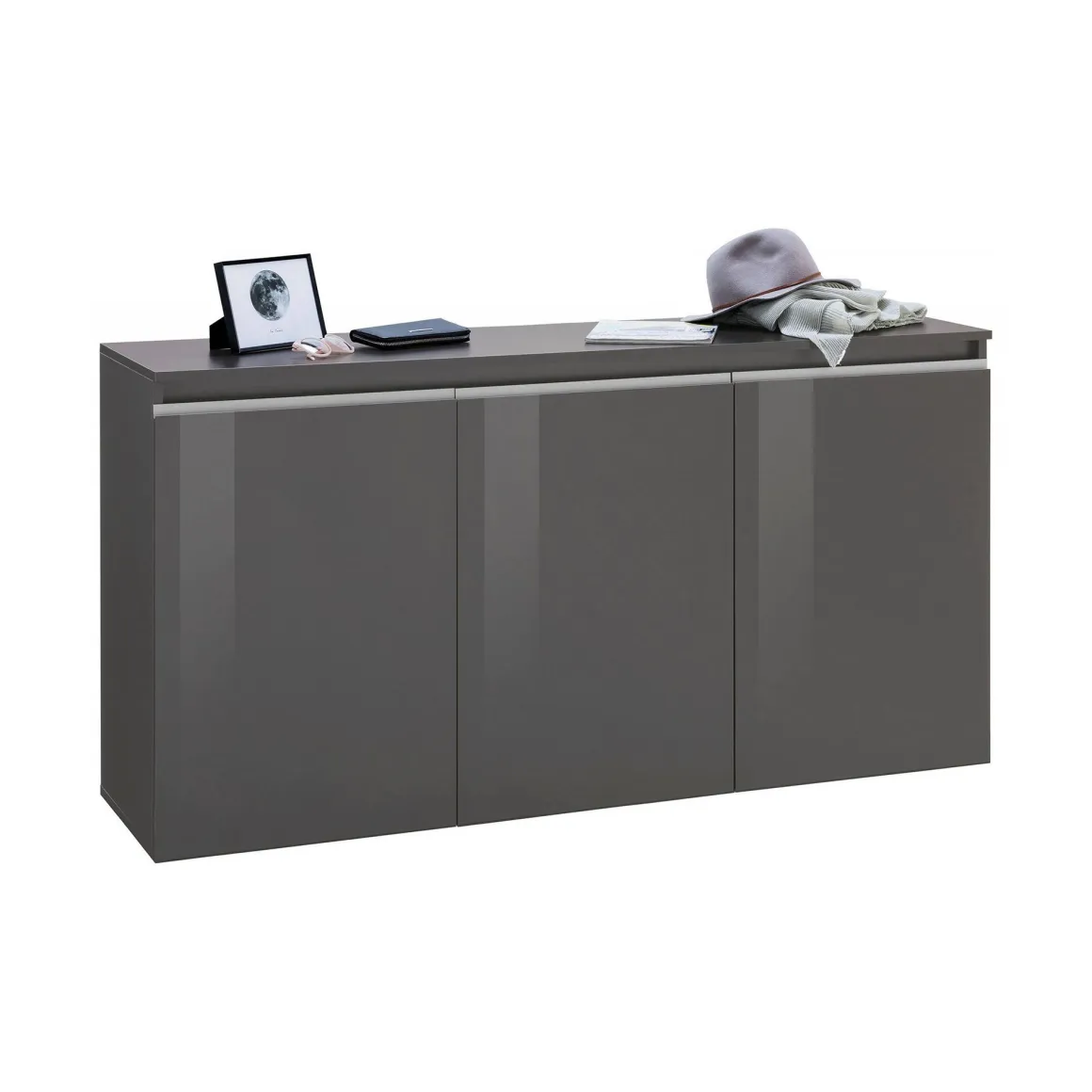 Credenza antracite lucida 150x40x81h cm 3 ante - Andesina