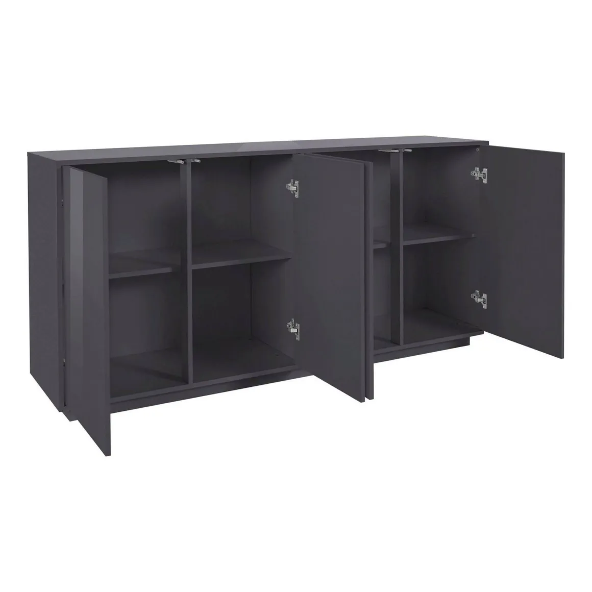 Credenza antracite lucida 180x41x86h cm 4 ante - Aulina