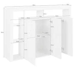 Cucina|Madie > Dmora Credenza antracite 150x40x100h cm 3 ante - Bagnasco Nero Antracite