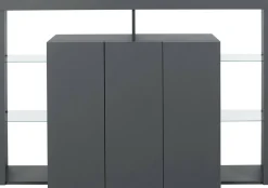 Cucina|Madie > Dmora Credenza antracite 150x40x100h cm 3 ante - Bagnasco Nero Antracite