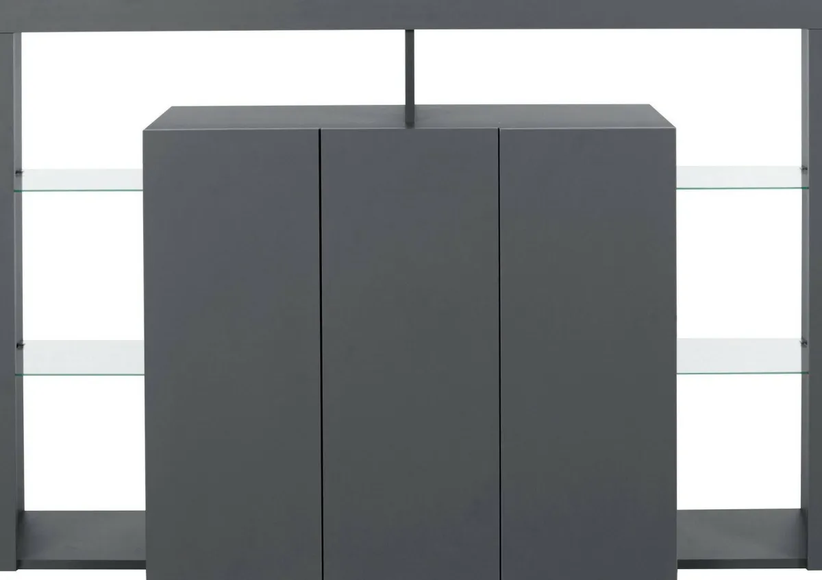 Cucina|Madie > Dmora Credenza antracite 150x40x100h cm 3 ante - Bagnasco Nero Antracite