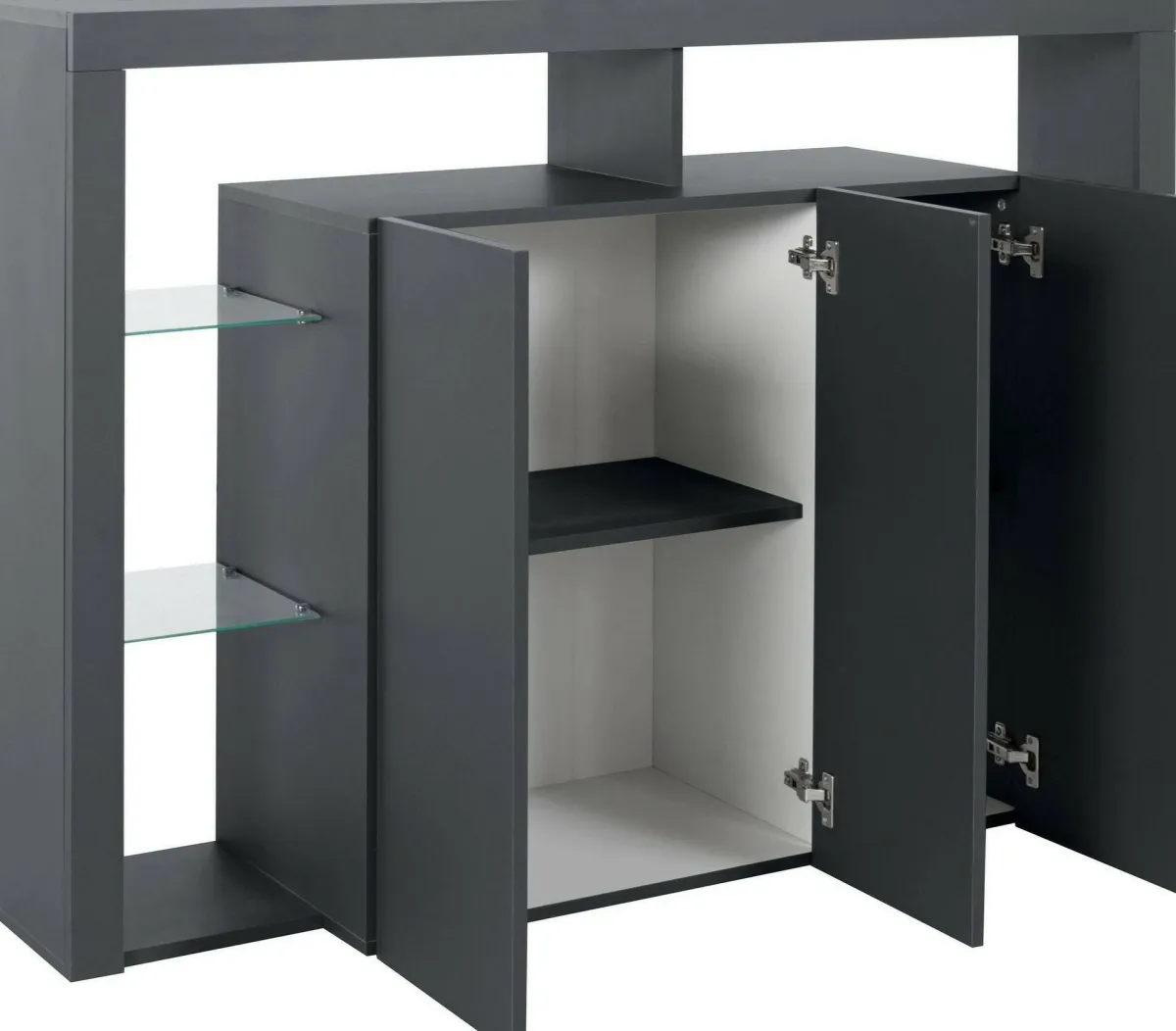Cucina|Madie > Dmora Credenza antracite 150x40x100h cm 3 ante - Bagnasco Nero Antracite