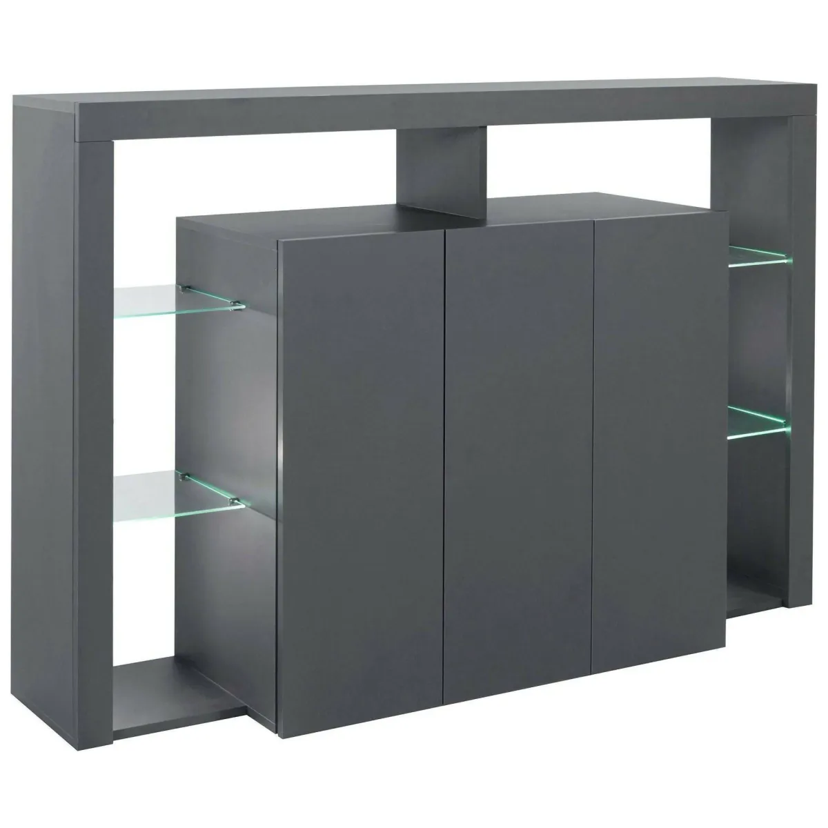 Cucina|Madie > Dmora Credenza antracite 150x40x100h cm 3 ante - Bagnasco Nero Antracite