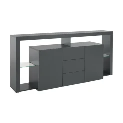Cucina|Madie > Dmora Credenza antracite 180x44x86h cm 2 ante e 3 cassetti - Avelignese Nero Antracite