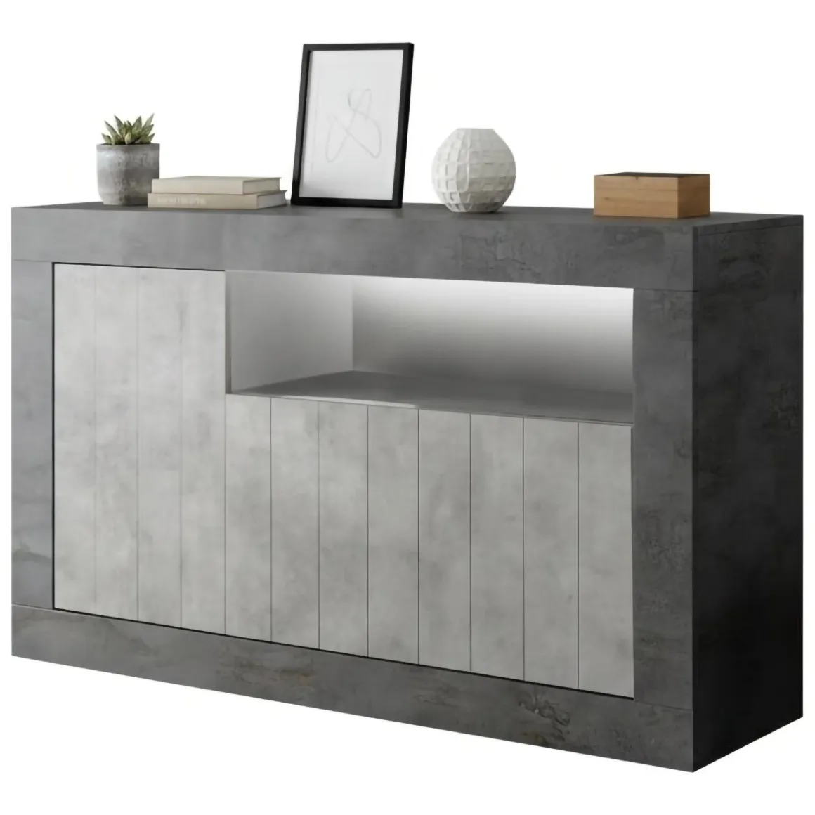 Credenza ardesia e cemento 138x42x86h cm 3 ante - Dolphin