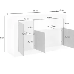 Credenza ardesia e cemento 138x42x86h cm 3 ante - Dolphin