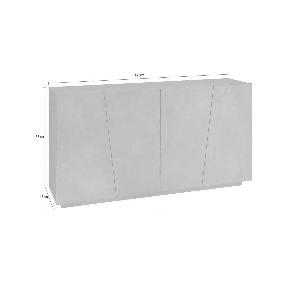 Cucina|Madie > Dmora Credenza ardesia 162x44x86h cm 4 ante - Augusto Grigio Ardesia
