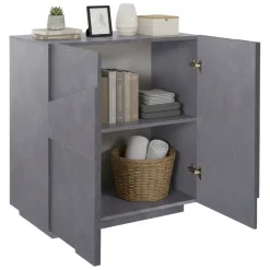 Cucina|Madie > Dmora Credenza ardesia 81x44x86h cm 2 ante - Arli Grigio Ardesia