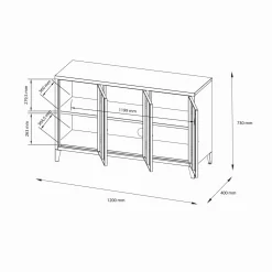 Madie|Credenze > Dmora Credenza ardesia 120x40x73h cm 3 ante - Cocullo Grigio Ardesia