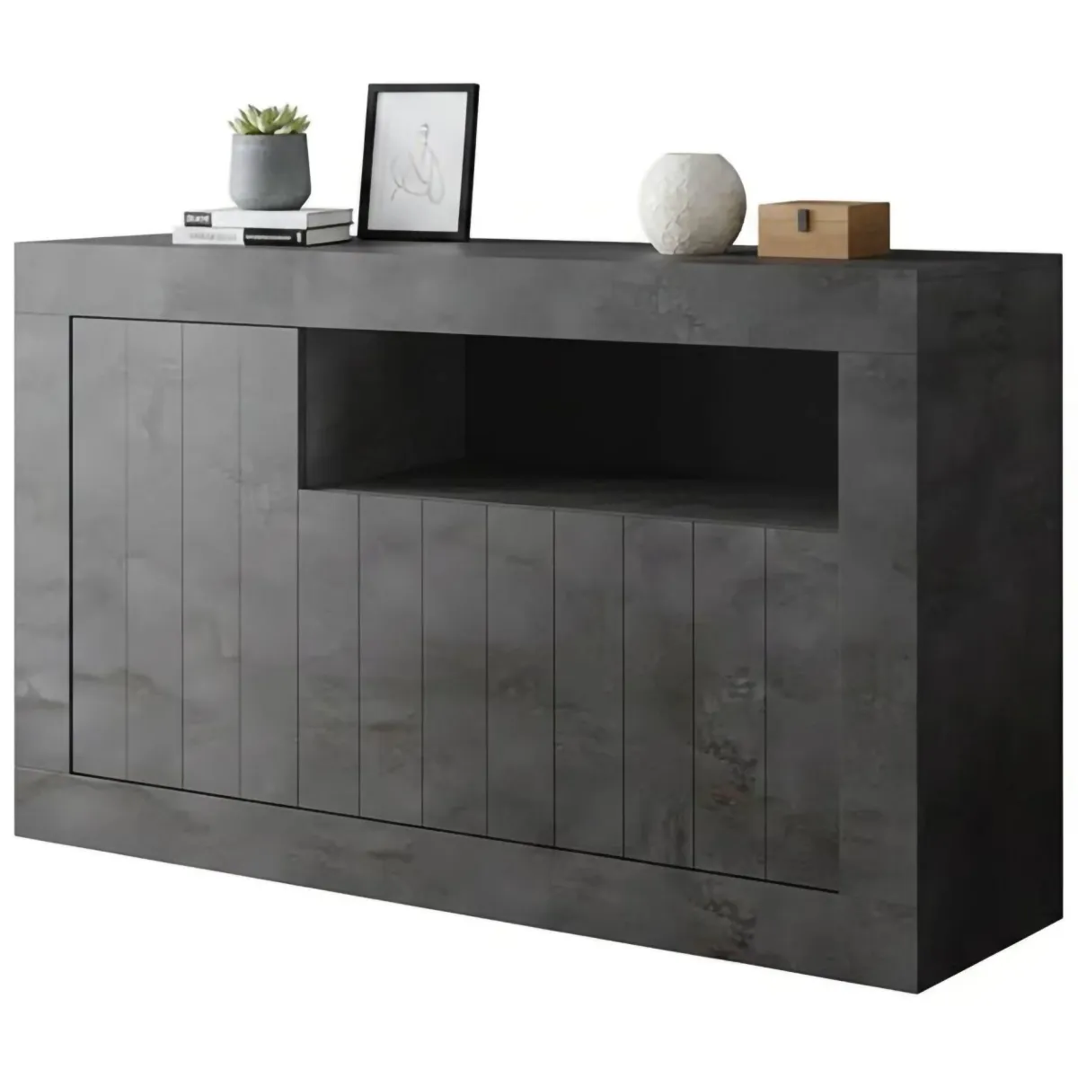 Madie|Credenze > Dmora Credenza ardesia 138x42x86h cm 3 ante - Dolphin Grigio Ardesia