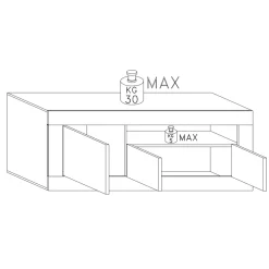 Madie|Credenze > Dmora Credenza ardesia 138x42x86h cm 3 ante - Dolphin Grigio Ardesia