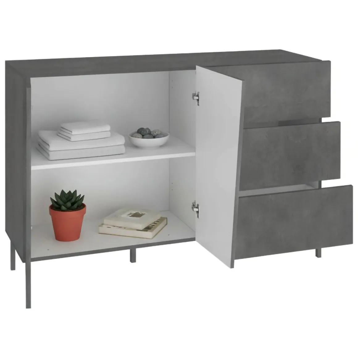 Credenza ardesia 140x43x86h cm 2 ante e 3 cassetti - Favonio
