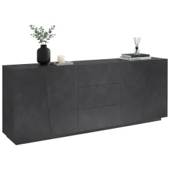 Cucina|Madie > Dmora Credenza ardesia 220x43x86h cm 4 ante e 3 cassetti - Ayrton Grigio Ardesia