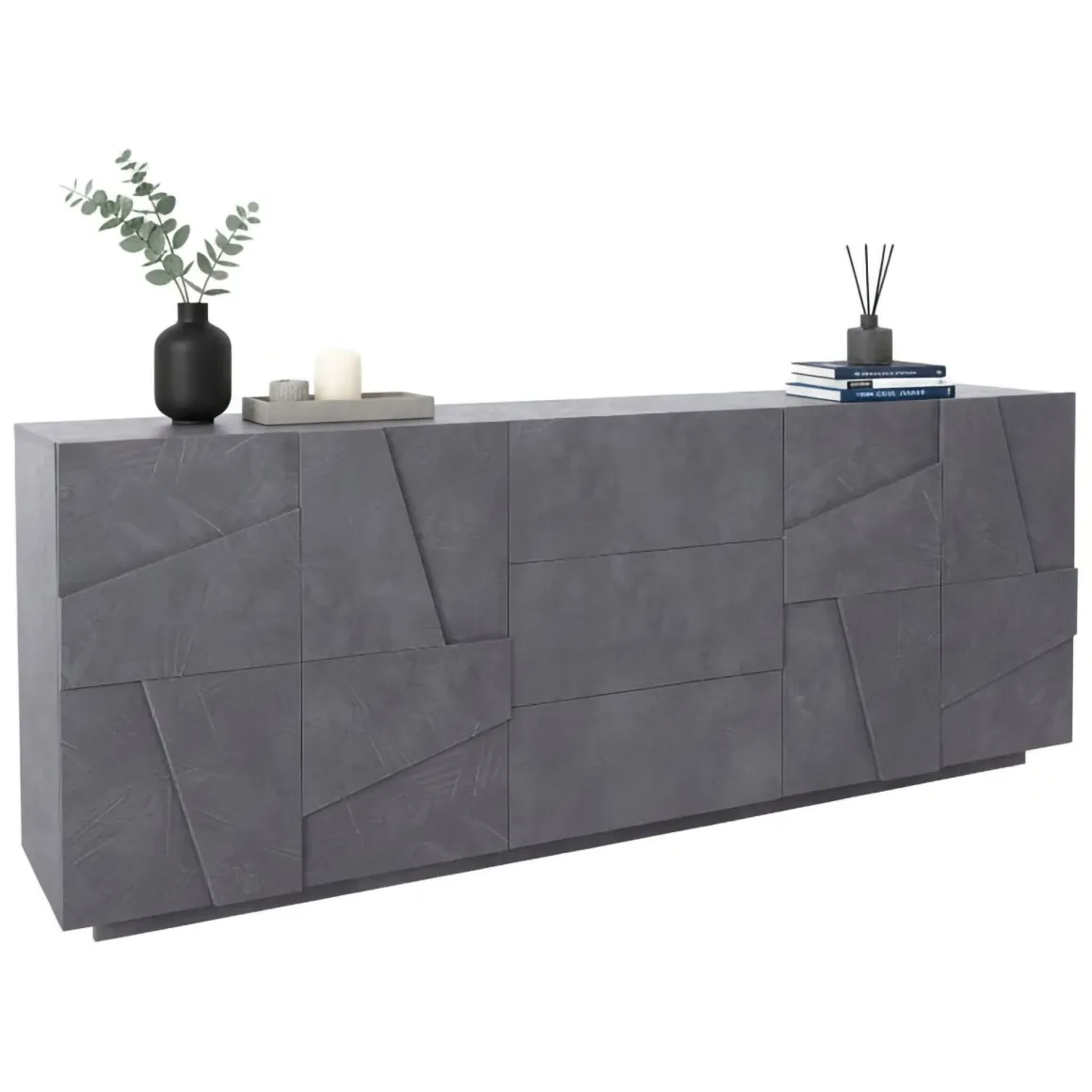 Credenza ardesia 224x44x86h cm 4 ante e 3 cassetti - Zeus