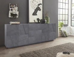 Credenza ardesia 224x44x86h cm 4 ante e 3 cassetti - Zeus