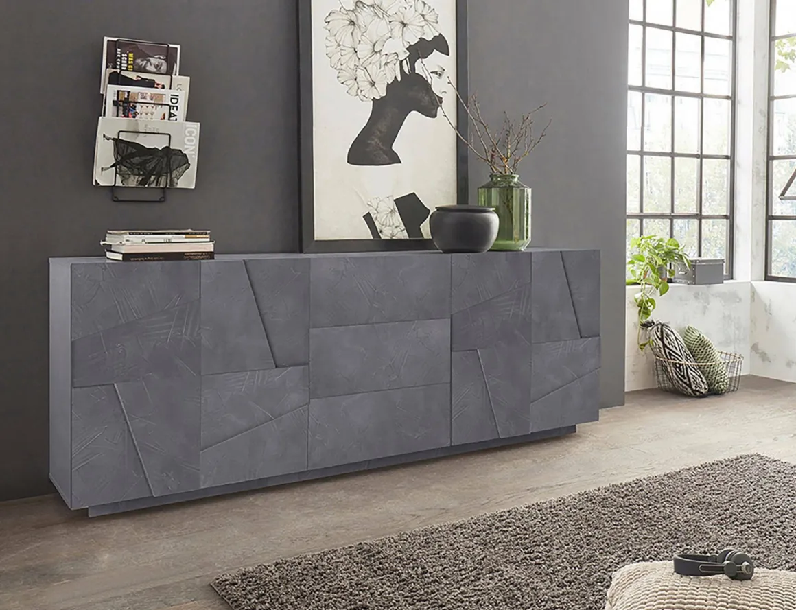 Credenza ardesia 224x44x86h cm 4 ante e 3 cassetti - Zeus