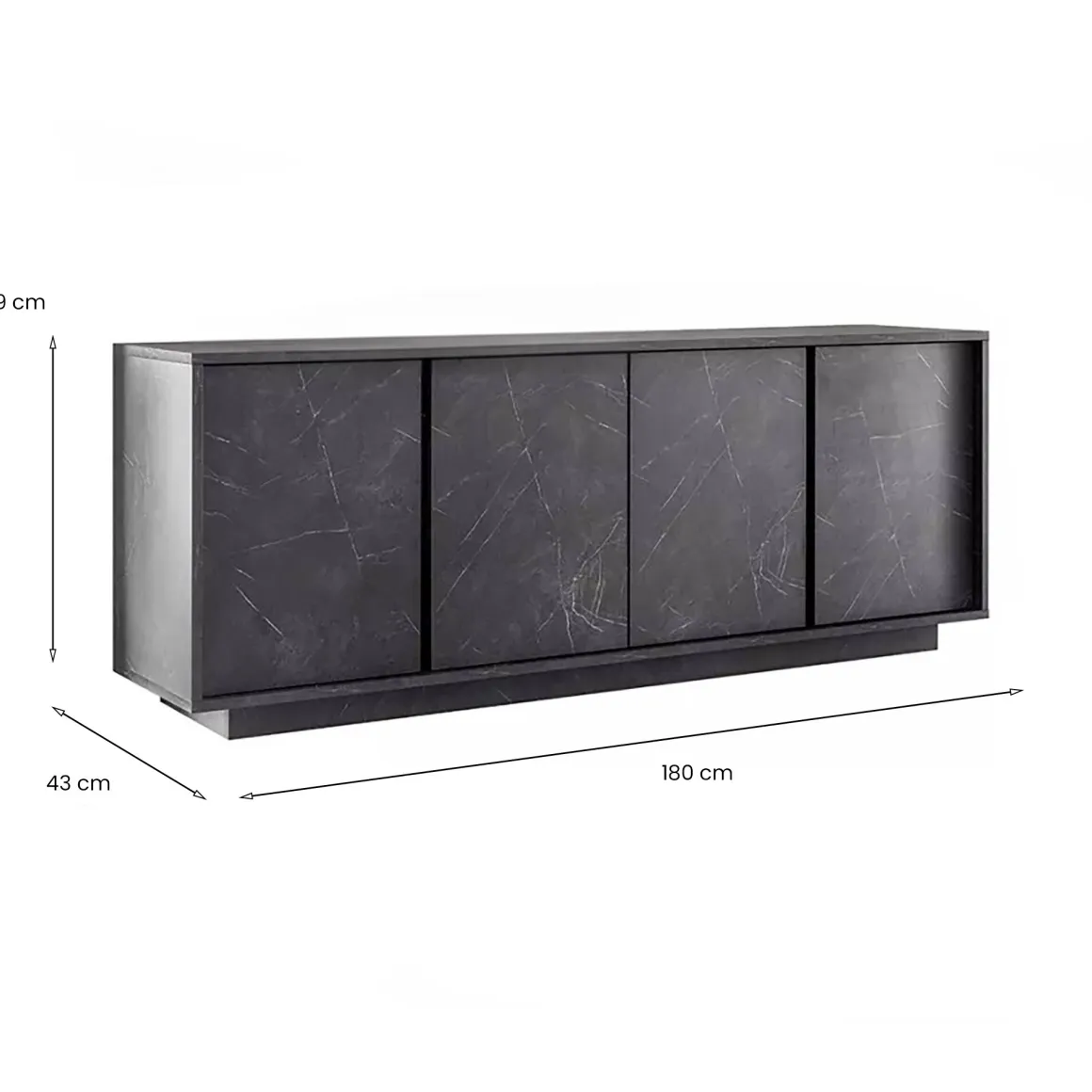 Credenza ardesia 180x43x79h cm 4 ante - Nika