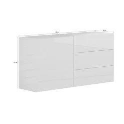 Credenza bassa antracite lucida 110x40x35h cm 1 anta e 3 cassetti - Benvenuta