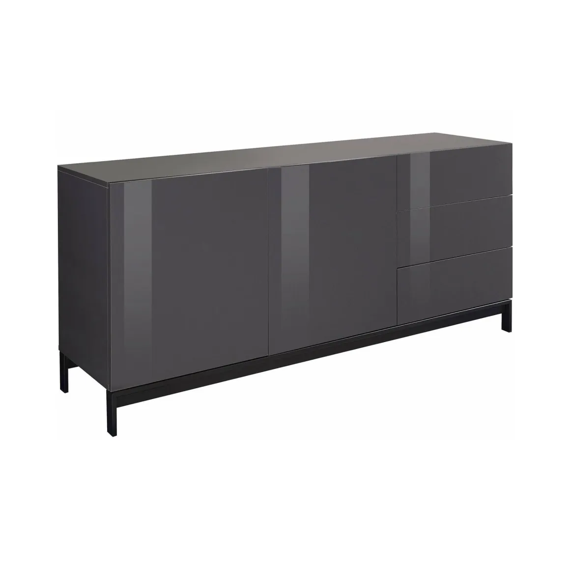 Cucina|Madie > Dmora Credenza bassa antracite lucida 170x40x60h cm 3 ante e 1 cassetto - Arina Nero Antracite
