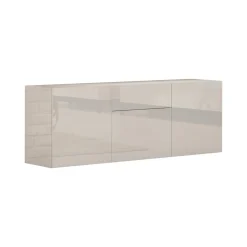 Cucina|Salotto > Dmora Credenza bassa bianco lucida 170x40x47h cm 2 ante e 3 cassetti - Alden Bianco Lucido