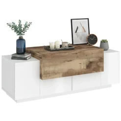 Credenza bassa bianco lucida e acero 120x45x46h cm 3 ante - Aspera