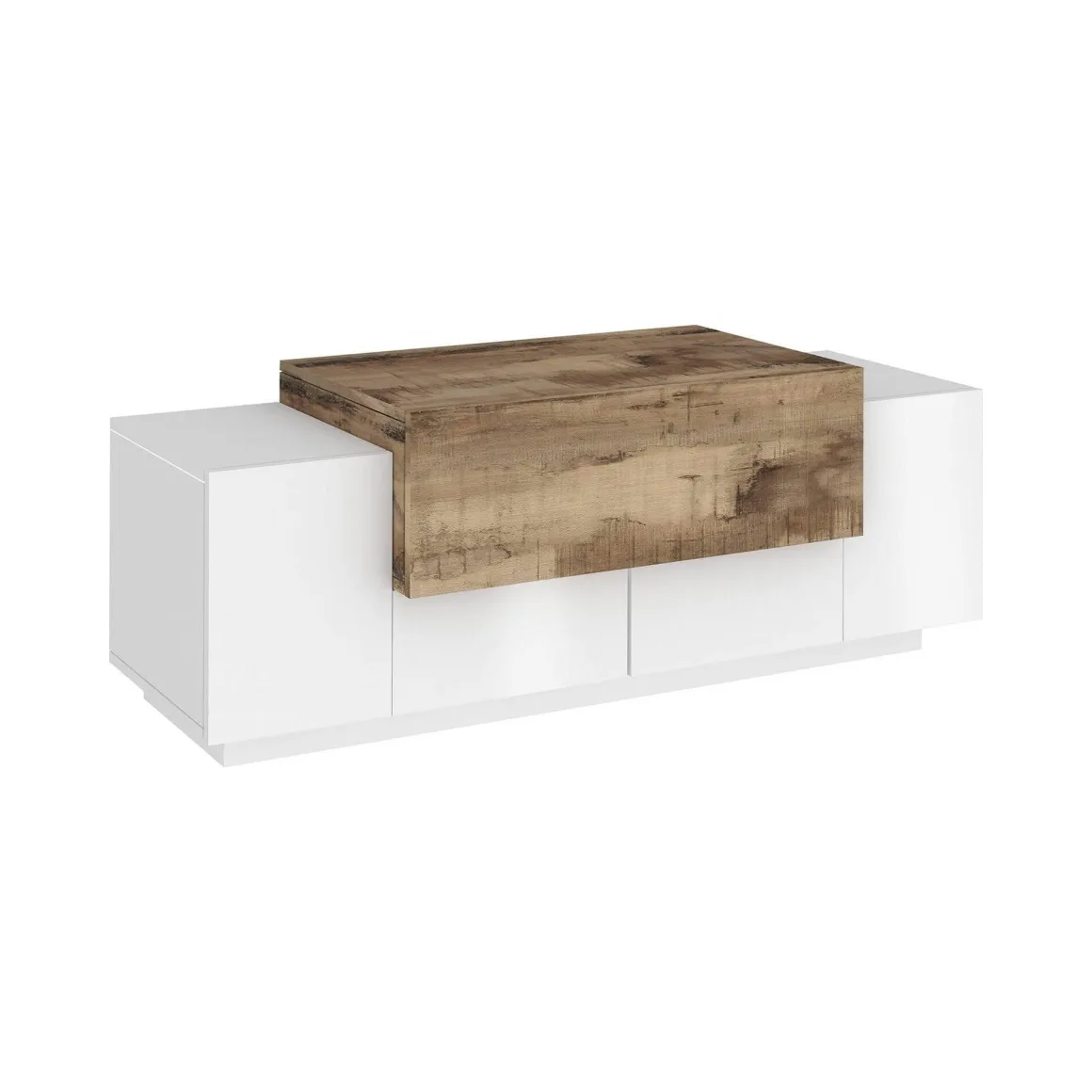 Cucina|Madie > Dmora Credenza bassa bianco lucida e ardesia 120x45x46h cm 3 ante - Aspera Grigio Ardesia, Bianco Lucido