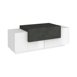 Cucina|Madie > Dmora Credenza bassa bianco lucida e ardesia 120x45x46h cm 3 ante - Aspera Grigio Ardesia, Bianco Lucido
